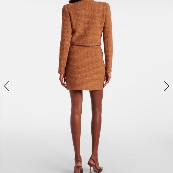 Self-Portrait Camel Tweed Blazer with Gold Buttons - Picture 3 of 4